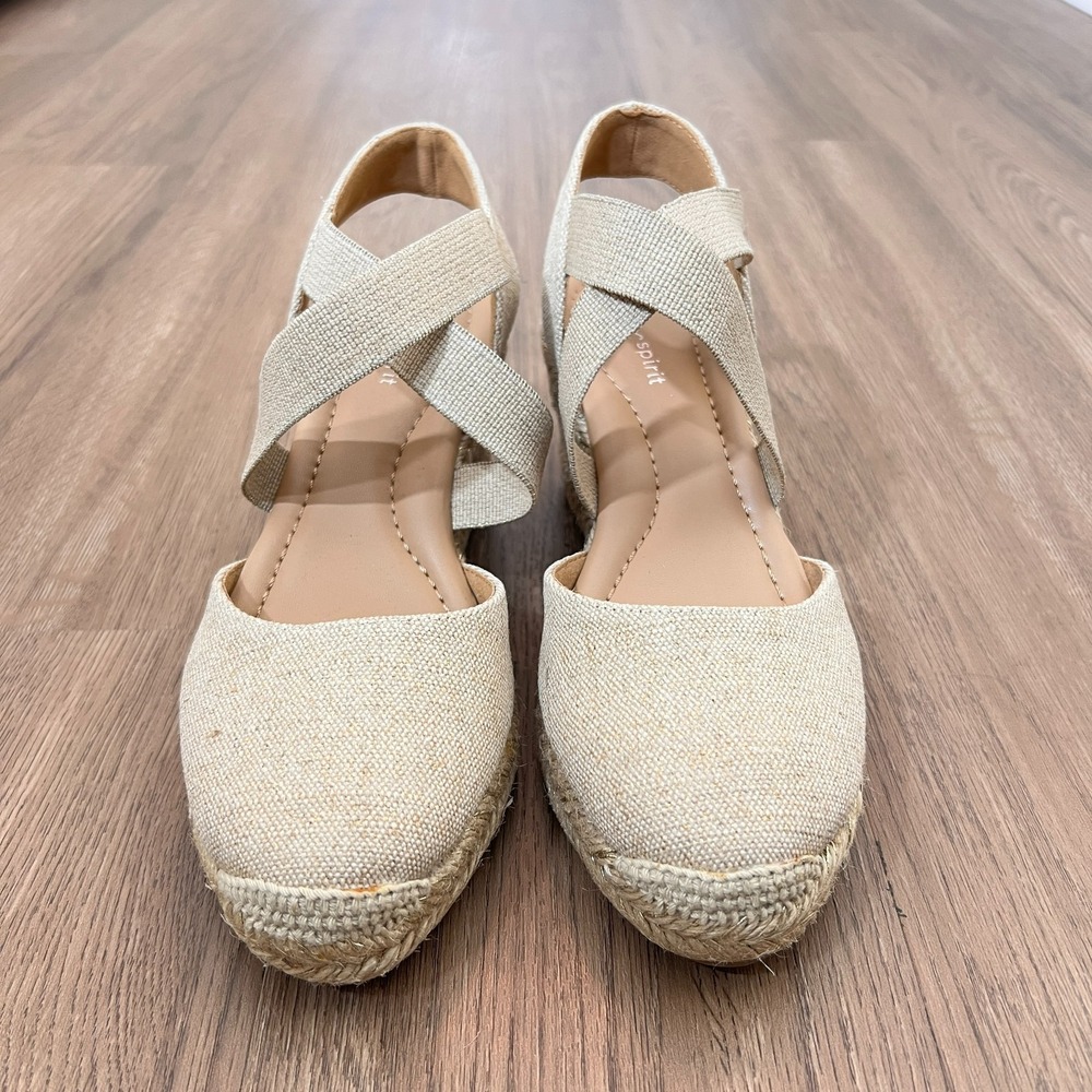 Easy Spirit Meza Espadrille Wedge Sandals Textile Almond Toe Slip‎ On  7